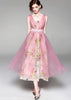 Vestido Chiffon Floral com Tule por Cima