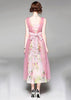 Vestido Chiffon Floral com Tule por Cima