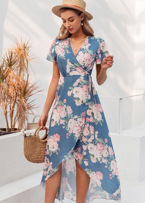 Vestido Envelope Transpassado Midi Estampado
