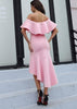 Vestido Mullet Ombro a Ombro com Babado