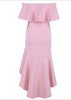 Vestido Mullet Ombro a Ombro com Babado