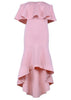Vestido Mullet Ombro a Ombro com Babado