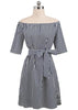 Vestido Ombro a Ombro Listrado