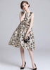 Vestido Midi Rodado Estampado Jacquard