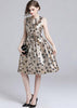 Vestido Midi Rodado Estampado Jacquard