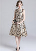 Vestido Midi Rodado Estampado Jacquard