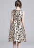 Vestido Midi Rodado Estampado Jacquard