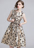 Vestido Midi Rodado Estampado Jacquard