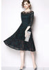 Vestido Midi de Renda com Manga