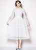 Vestido Renda Branco Midi Manga Longa