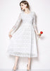 Vestido Renda Branco Midi Manga Longa