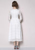 Vestido Renda Branco Midi Manga Longa