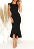Vestido Midi Justo Festa com Babado