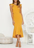 Vestido Midi Justo Festa com Babado