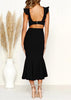 Vestido Midi Justo Festa com Babado