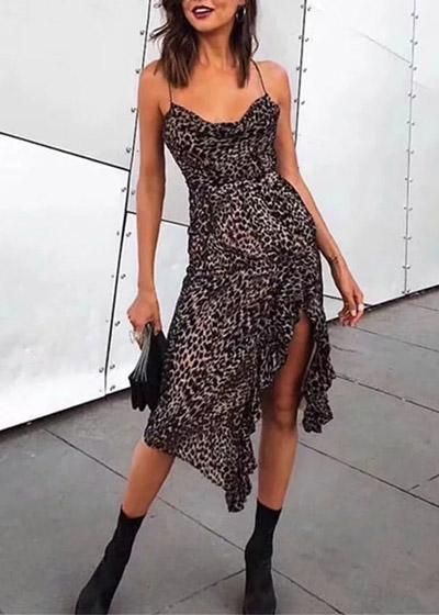 Vestido Assimetrico Estampado Onça