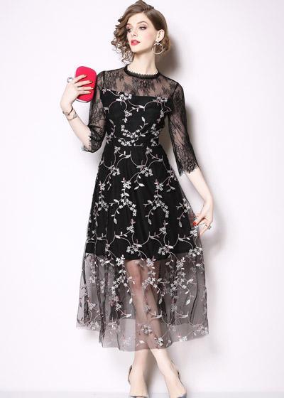 Vestido Midi Tule Bordado