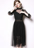 Vestido Festa Tule Midi Gola Alta