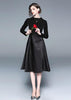 Vestido Midi Rodado Preto Manga Longa