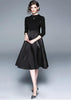 Vestido Midi Rodado Preto Manga Longa