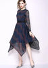 Vestido Assimetrico Midi Renda Manga Longa