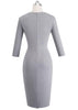 Vestido Tubinho Social Cinza Manga Longa