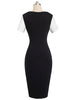 Vestido Tubinho Bicolor Bege Branco e Preto