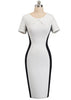 Vestido Tubinho Bicolor Bege Branco e Preto