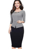 Vestido Midi Bicolor Peplum na Cintura