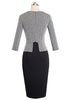 Vestido Midi Bicolor Peplum na Cintura