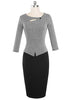 Vestido Midi Bicolor Peplum na Cintura