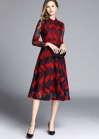 Vestido de Renda Evasê Midi Moda Evangelica