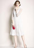 Vestido de Renda Midi Branco para Casamento Civil