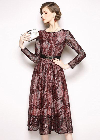 Vestido de Renda Midi com Cinto para Festa