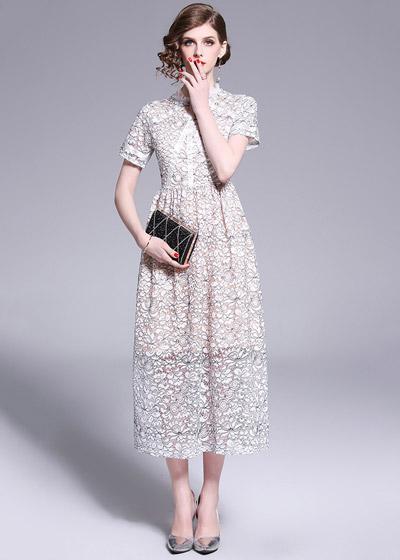 Vestido Midi Evase Renda Moda Evangelica