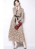 Vestido Midi Evasê Renda Guipir com Manga