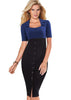 Vestido Tubinho Bicolor Cintura Alta Moda Evangelica
