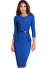 Vestido Peplum Midi Manga Longa com Cinto