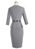 Vestido Peplum Midi Manga Longa com Cinto