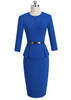Vestido Peplum Midi Manga Longa com Cinto