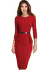 Vestido Peplum Midi Manga Longa com Cinto