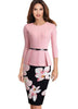 Vestido Peplum Midi Manga Longa com Cinto