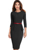 Vestido Peplum Midi Manga Longa com Cinto