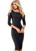 Vestido Tubinho Midi Manga Longa Ombro Vazado