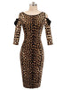 Vestido Tubinho Midi Manga Longa Ombro Vazado