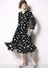 Vestido Transpassado Estampa Poa com Babado