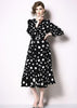 Vestido Transpassado Estampa Poa com Babado