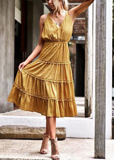Vestido Midi Poá Cruzado nas Costas