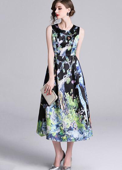 Vestido Midi Rodado Estampado Romantico