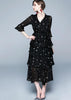 Vestido Midi Estampado com Babado em Camadas